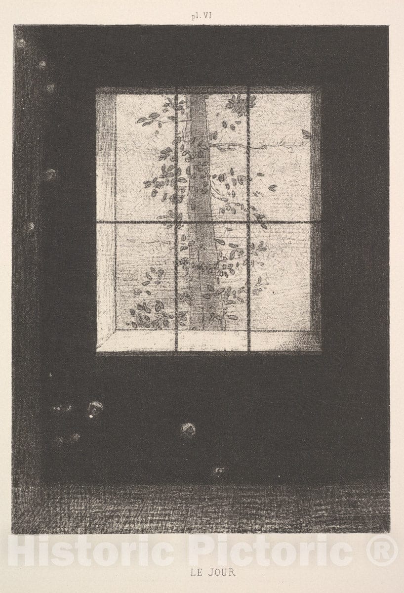 Art Print : Odilon Redon - Day (Le Jour), from The Series, Dreams (Songes), Plate VI : Vintage Wall Art