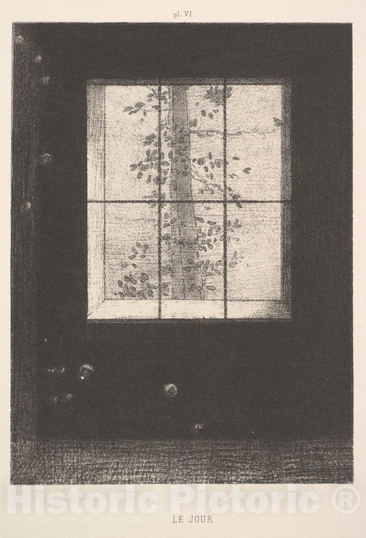 Art Print : Odilon Redon - Day (Le Jour), from The Series, Dreams (Songes), Plate VI : Vintage Wall Art