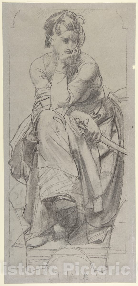 Art Print : Paul Baudry - Study for The Muse Thalia : Vintage Wall Art
