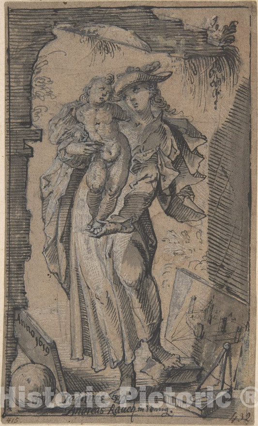 Art Print : Johann Andreas Rauch - Allegory of Sculpture : Vintage Wall Art