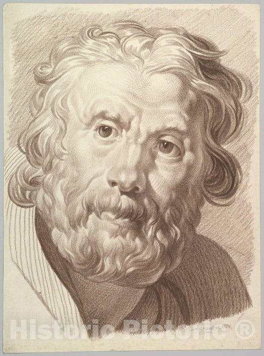 Art Print : Jakob Matthias Schmutzer - Head of Bearded Old Man 1 : Vintage Wall Art
