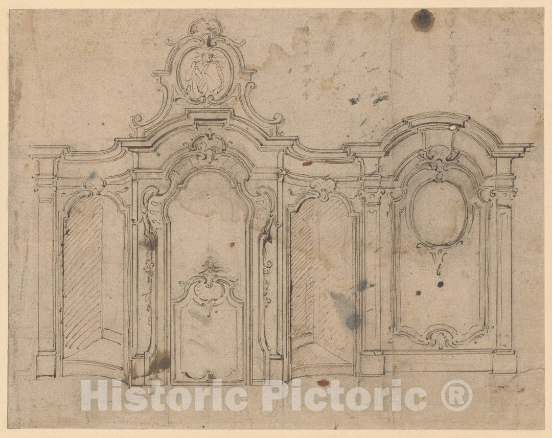 Art Print : Flemish, 18th Century - Design for a Confessional : Vintage Wall Art
