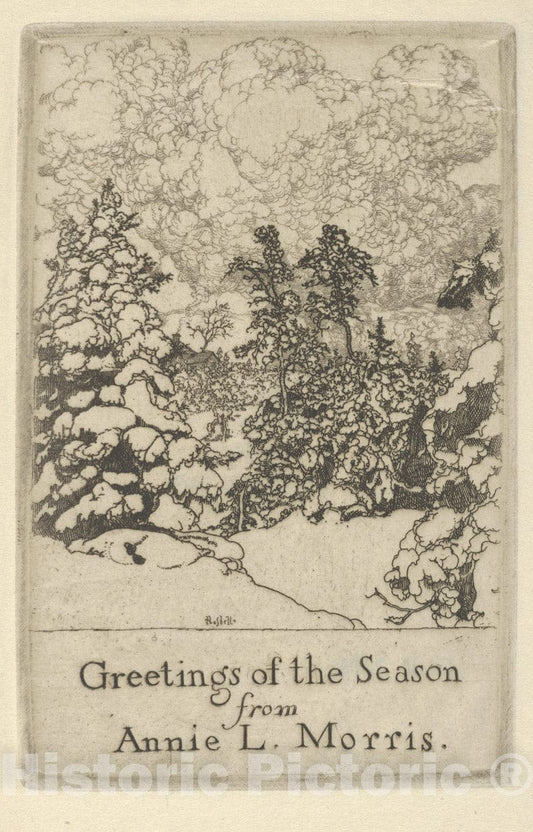 Art Print : Ernest Haskell - Greetings of The Season from Annie L. Morris 1 : Vintage Wall Art