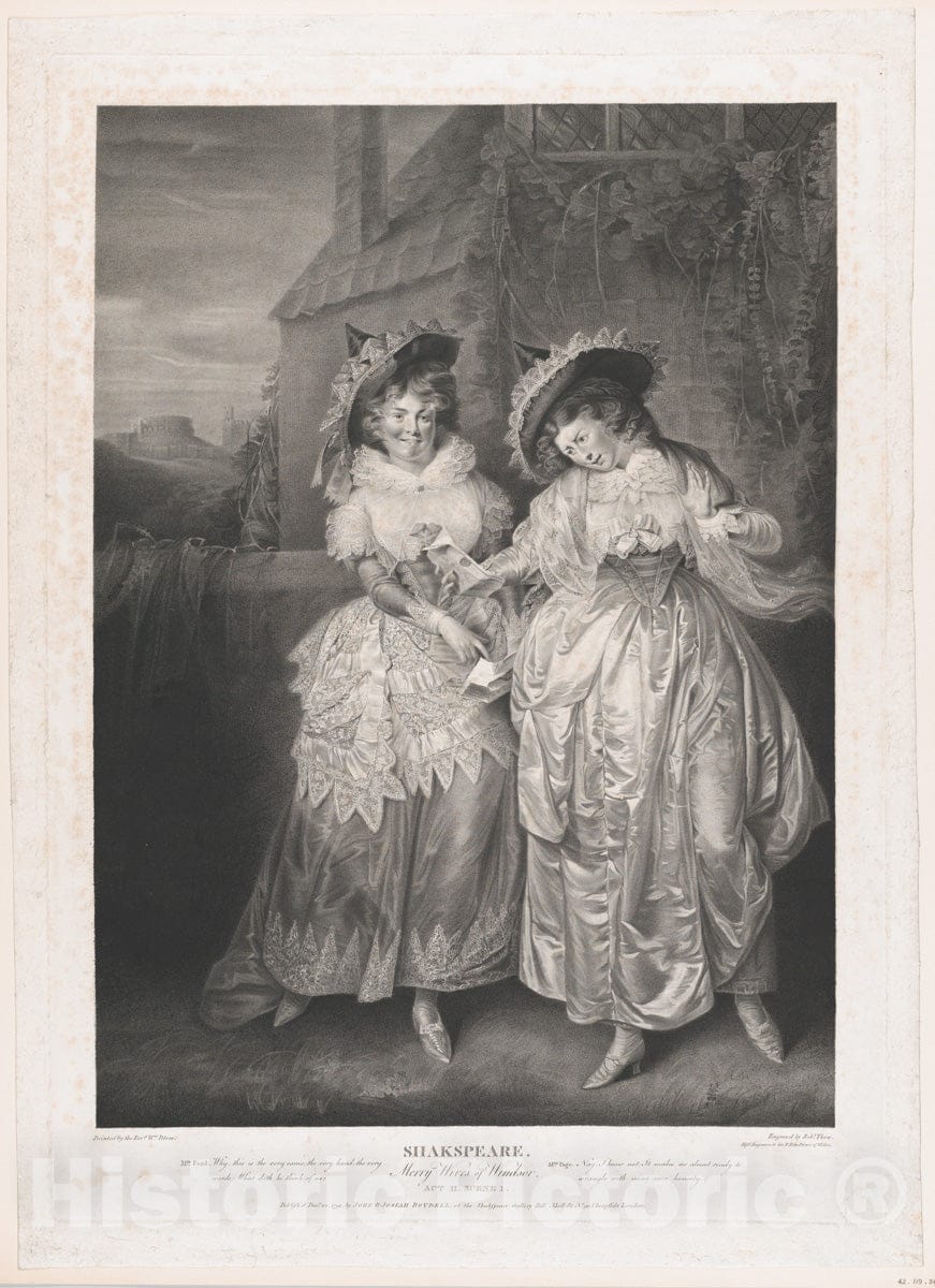 Art Print : Robert Thew - Mrs. Ford and Mrs Page (Shakespeare, Merry Wives of Windsor, Act 2, Scene 1) : Vintage Wall Art