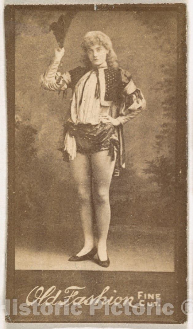 Photo Print : Actress Holding hat aloft, from The Actresses Series (N664) Promoting Old Fashion Fine Cut Tobacco : Vintage Wall Art