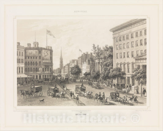 Art Print : Augustus Köllner - Broad-Way, New York : Vintage Wall Art