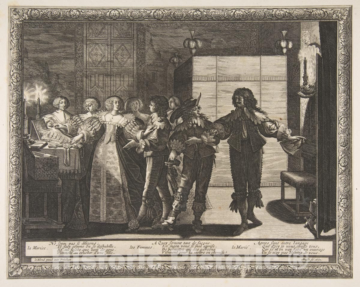 Art Print : Abraham Bosse - The Bride Taken Home (La Mariée reconduite Chez elle) : Vintage Wall Art
