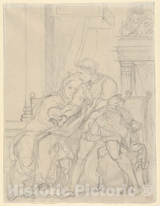 Art Print : Eugène Delacroix - Hamlet Reproaches His Mother : Vintage Wall Art