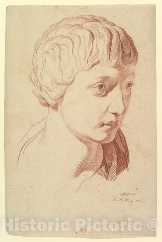 Art Print : Johann Evangelist Kastner - Idealized Head Looking Right, Copied After The Antique : Vintage Wall Art