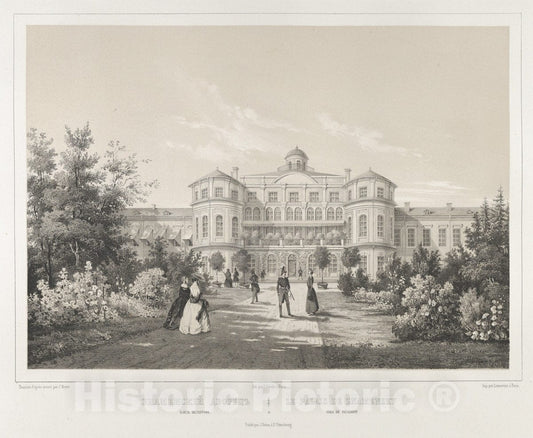Art Print : J. Meyer - Le Palais de Znamensky près de Peterhof, from The Series Vues pittoresques des Palais & jardins impériaux aux Environs de St. Petersbourg : Vintage Wall Art