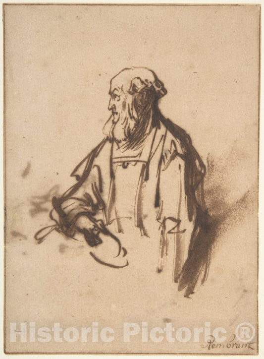 Art Print : Rembrandt (Rembrandt Van Rijn) - Old Man in Profile : Vintage Wall Art