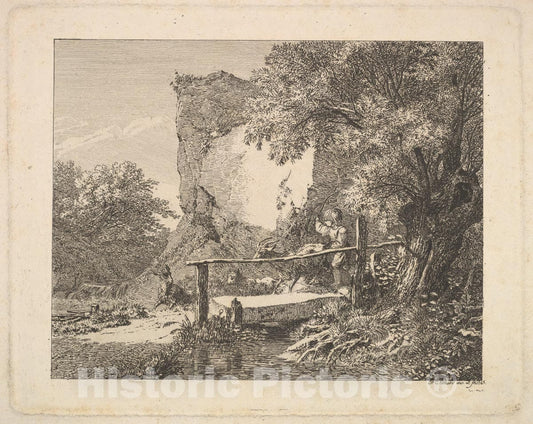 Art Print : Johann Christoph Erhard - A Boy with Three Goats : Vintage Wall Art