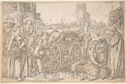 Art Print : Willem Pietersz. Buytewech - A Poultry Market in a Dutch Town : Vintage Wall Art