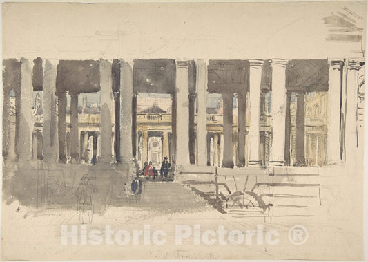 Art Print : David Cox - Greenwich Hospital (Recto)