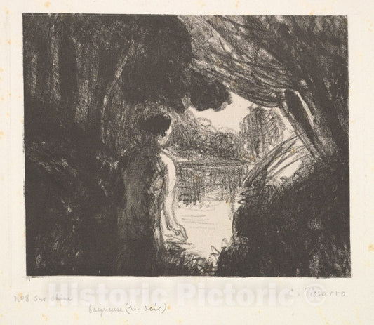 Art Print : Camille Pissarro - Bather, Evening : Vintage Wall Art