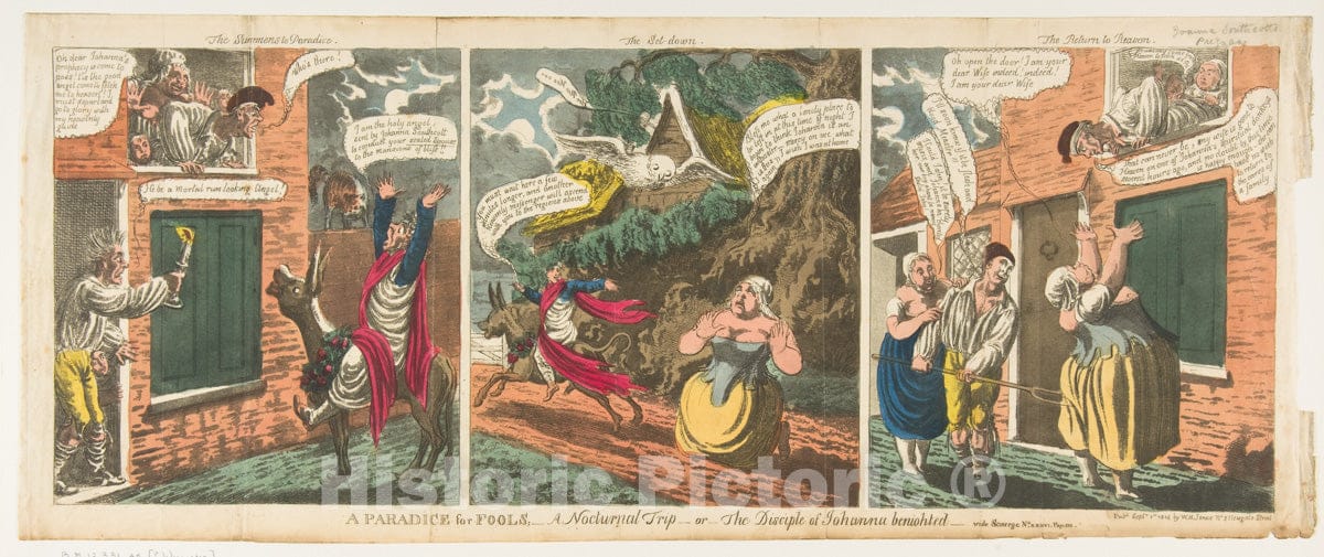 Art Print : Charles Williams - A Paradice sic for Fools–A Nocturnal Trip–or–The Disciple of Johanna benighted–vided Scourge No. XXXVI, Page 510 : Vintage Wall Art