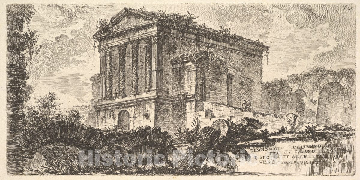 Art Print : Giovanni Battista Piranesi - Plate 26: Temple of Clitumnus Between Foligno and Spoleto (Tempio di Clitumno tra Fuligno e Spoletti .) : Vintage Wall Art