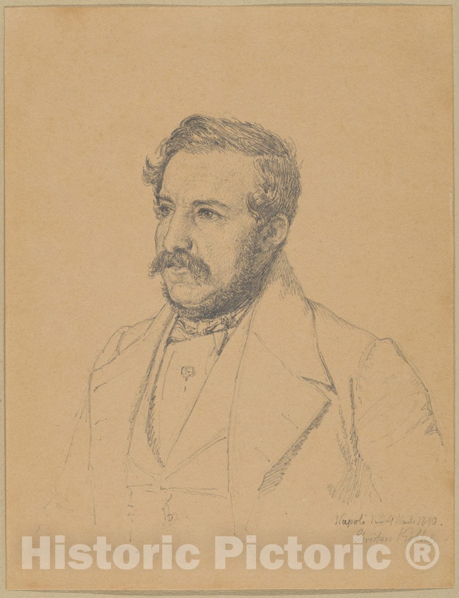 Art Print : Christen Købke - Portrait of Christophe Louis Engelhard Dalgas : Vintage Wall Art