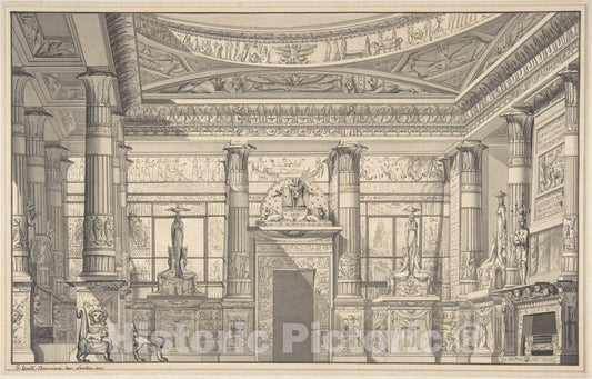 Art Print : Gaetano Landi - Design for an Egyptian-Style Interior : Vintage Wall Art