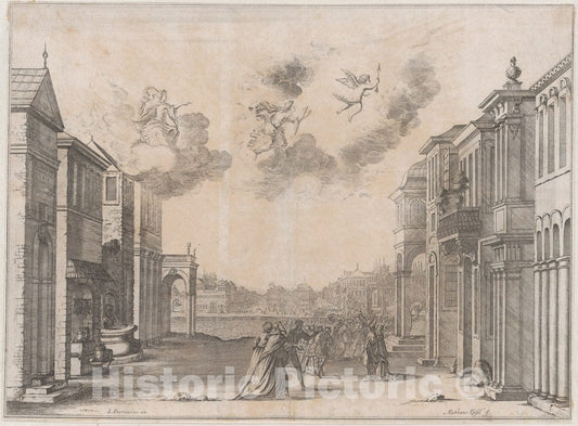 Art Print : Mathäus Küsel - Figures Gathered at a Seaport as a Ship Arrives