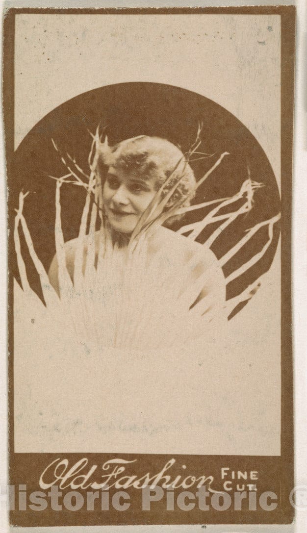 Photo Print : Actress Posing Behind Reeds, from The Actresses Series (N664) Promoting Old Fashion Fine Cut Tobacco : Vintage Wall Art