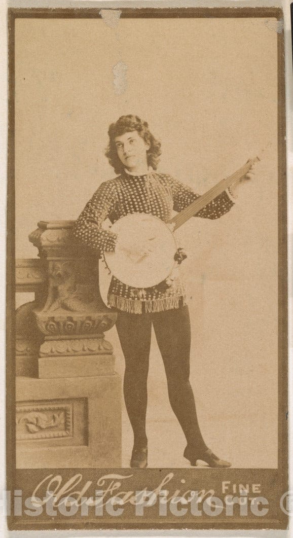 Photo Print : Actress Playing Banjo, from The Actresses Series (N664) Promoting Old Fashion Fine Cut Tobacco : Vintage Wall Art