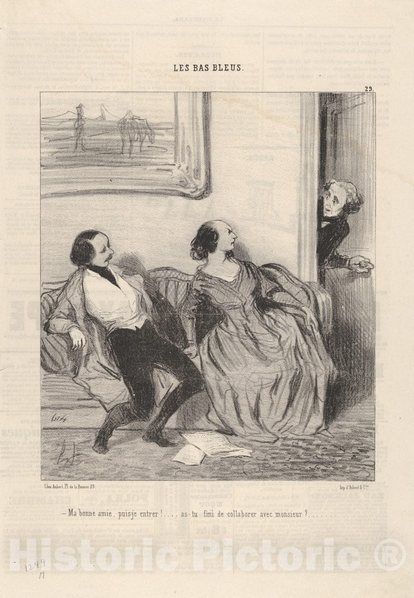 Art Print : Ma bonne amie, puis-je entrer! - Artist: Honore Daumier - Created: 1844 : Vintage Wall Art