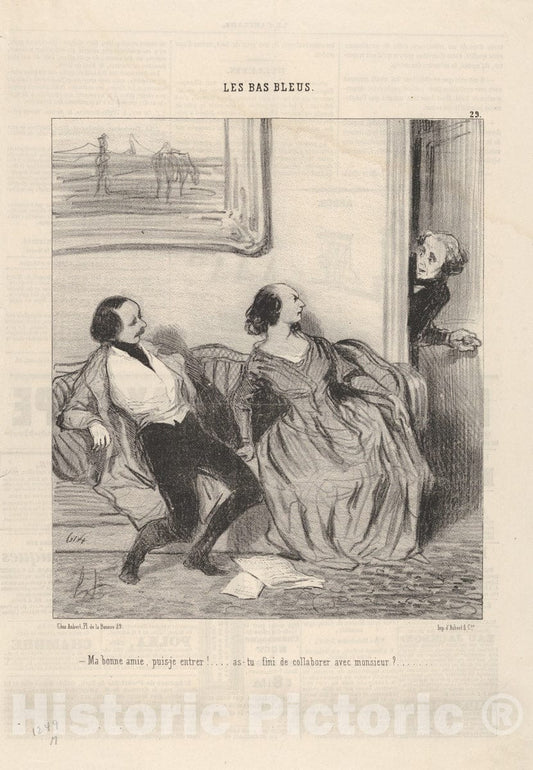 Art Print : Ma bonne amie, puis-je entrer! - Artist: Honore Daumier - Created: 1844 : Vintage Wall Art