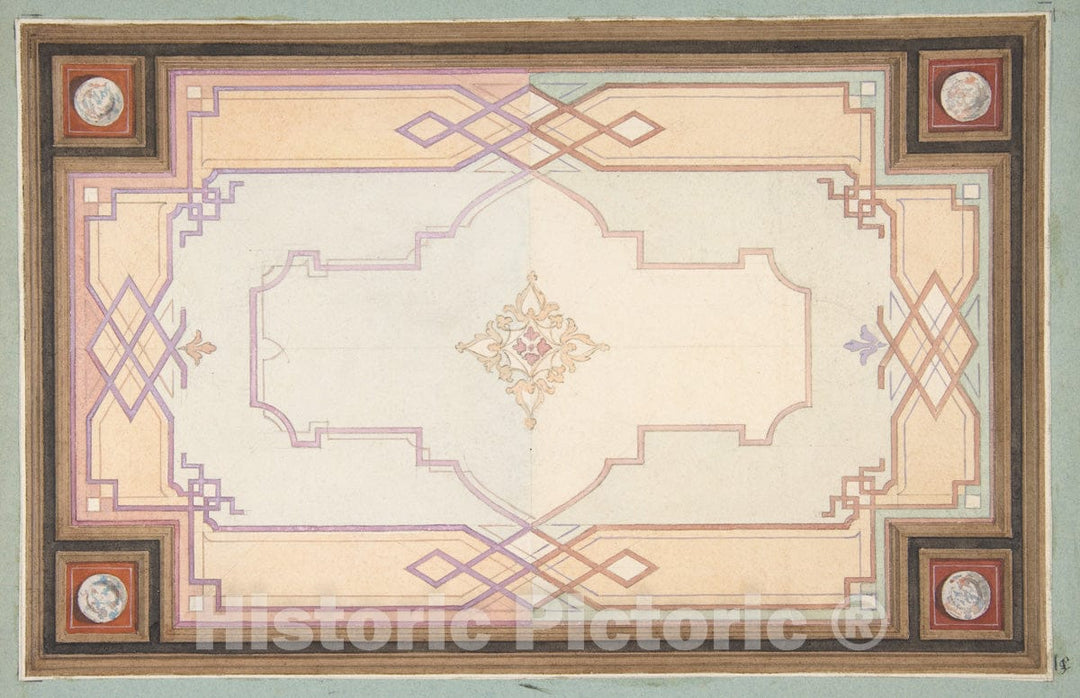 Art Print : Jules-Edmond-Charles Lachaise - Design for a Ceiling 4 : Vintage Wall Art