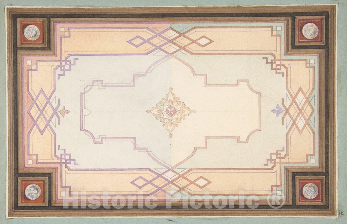 Art Print : Jules-Edmond-Charles Lachaise - Design for a Ceiling 4 : Vintage Wall Art