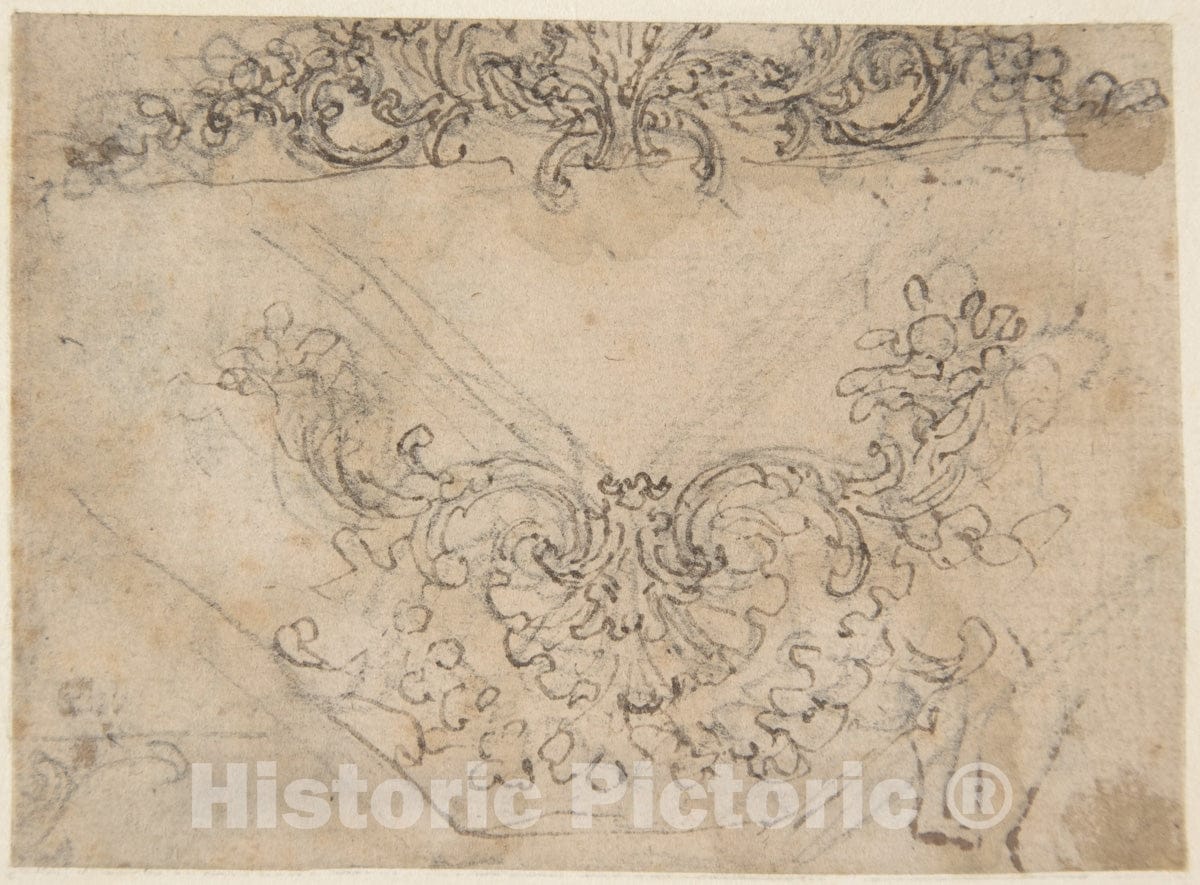 Art Print : Giovanni Battista Foggini - Designs for a Palmette Motif with Tendrils (Recto)