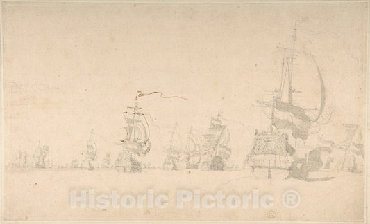 Art Print : Willem Van de Velde II - A Fleet : Vintage Wall Art