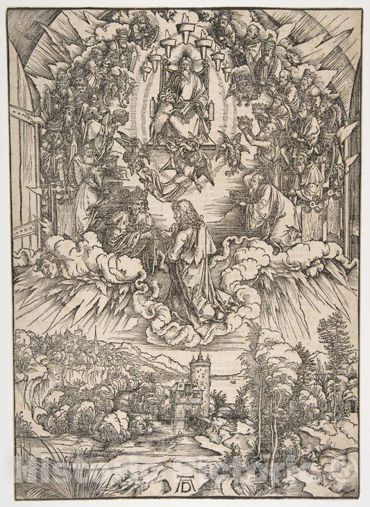 Art Print : Albrecht Dürer - Saint John Before God and The Elders, from The Apocalypse 1 : Vintage Wall Art