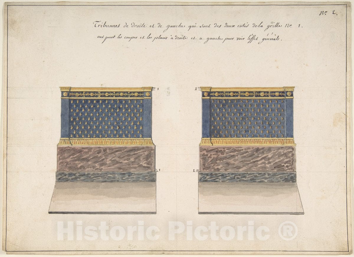 Art Print : Charles Percier - Right and Left Tribunes : Vintage Wall Art