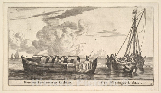 Art Print : Reinier Nooms, Called Zeeman - an Amsterdam Lighter and a Wieringer : Vintage Wall Art