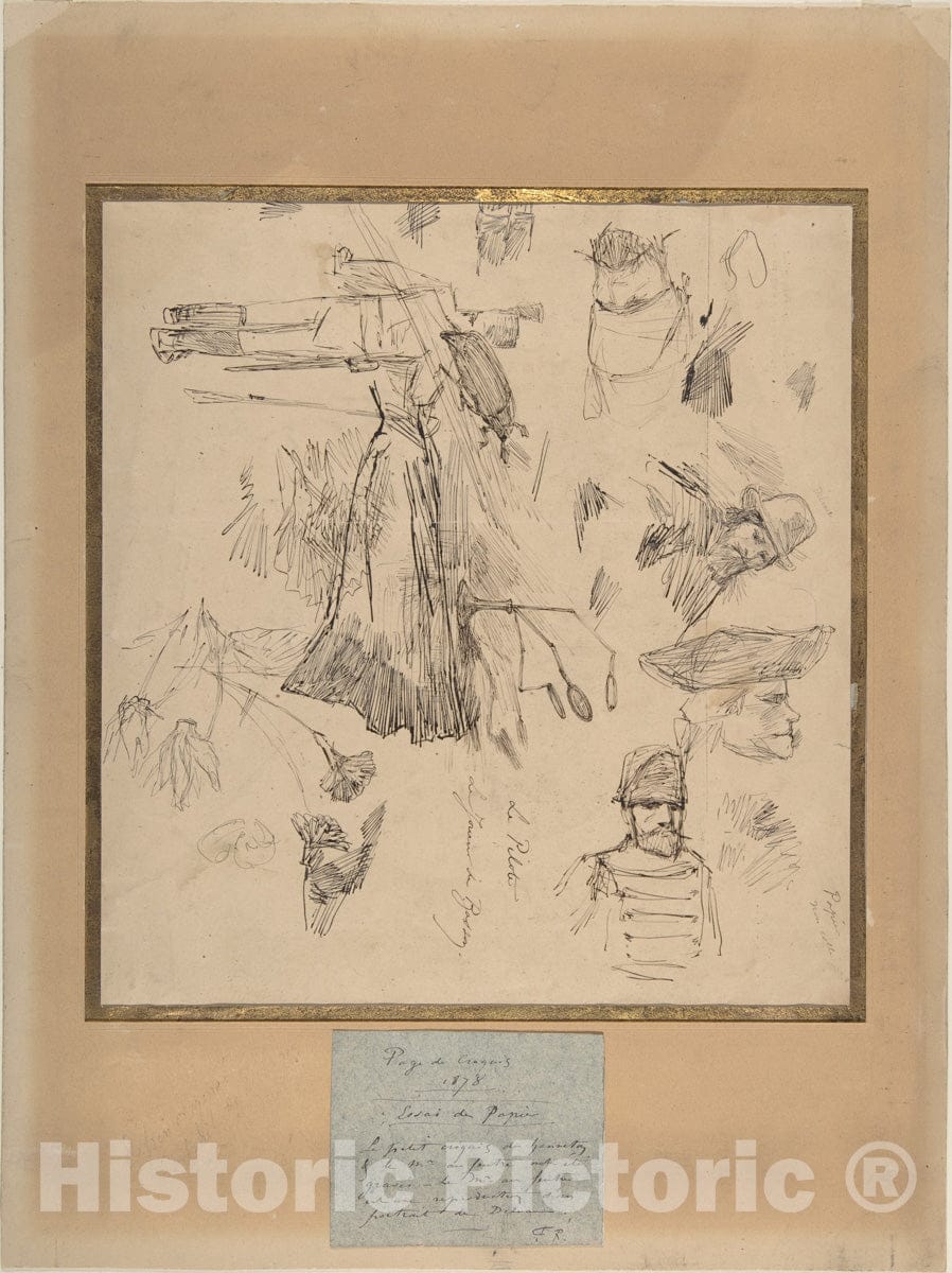 Art Print : Félicien Rops - Sketch Sheet : Vintage Wall Art