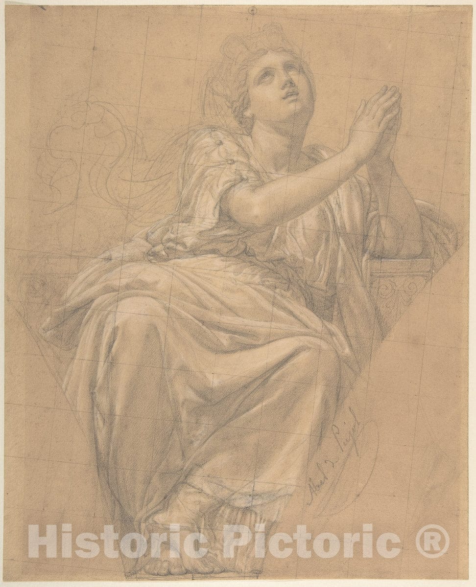 Art Print : Allegorical Figure of The City of Piacenza - Artist: Alexandre Denis ABEL de Pujol - Created: 1821 : Vintage Wall Art