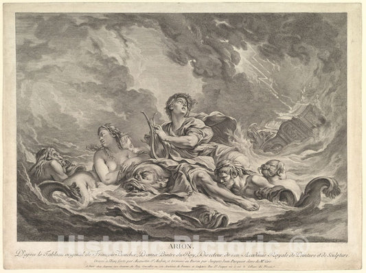 Art Print : Augustin de Saint-Aubin - Arion : Vintage Wall Art
