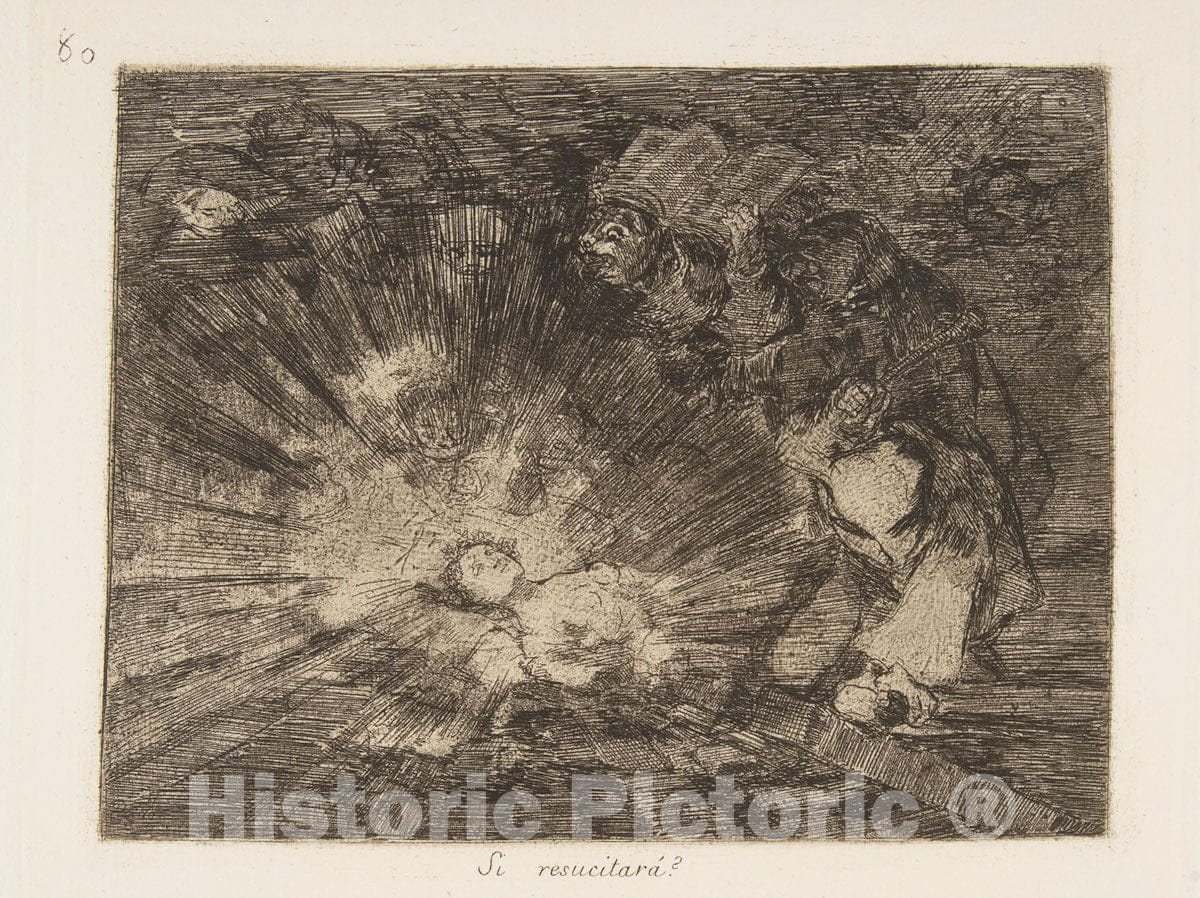 Art Print : Goya - Plate 80 from 'The Disasters of War' (Los Desastres de la Guerra): 'Will she Rise Again?' (Si resucitará?) 2 : Vintage Wall Art