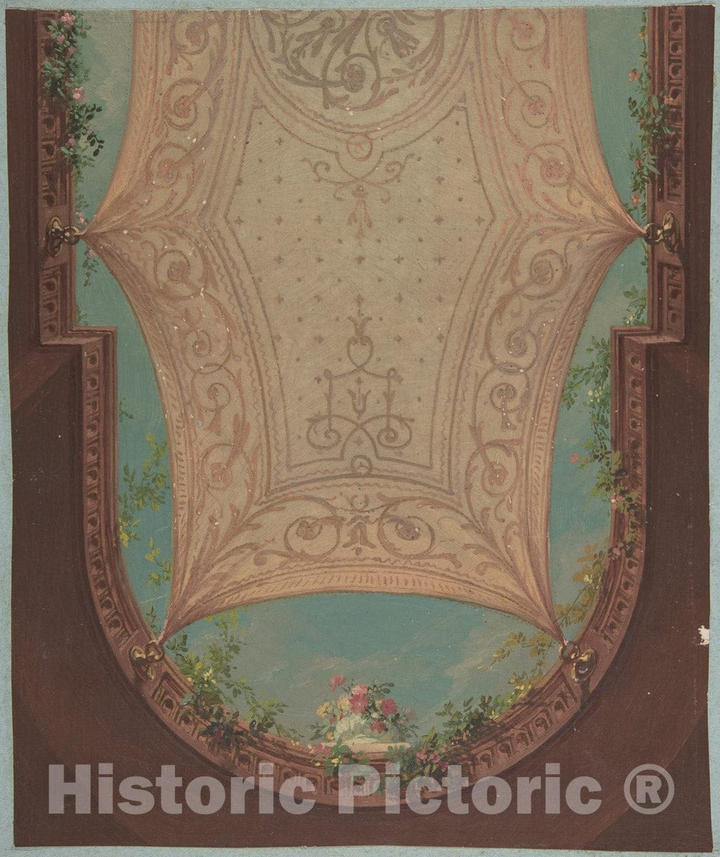 Art Print : Jules-Edmond-Charles Lachaise - Design for Gallery Ceiling, Hôtel Cottier 1 : Vintage Wall Art