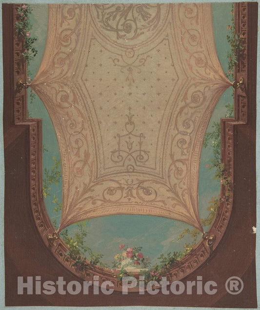 Art Print : Jules-Edmond-Charles Lachaise - Design for Gallery Ceiling, Hôtel Cottier 1 : Vintage Wall Art