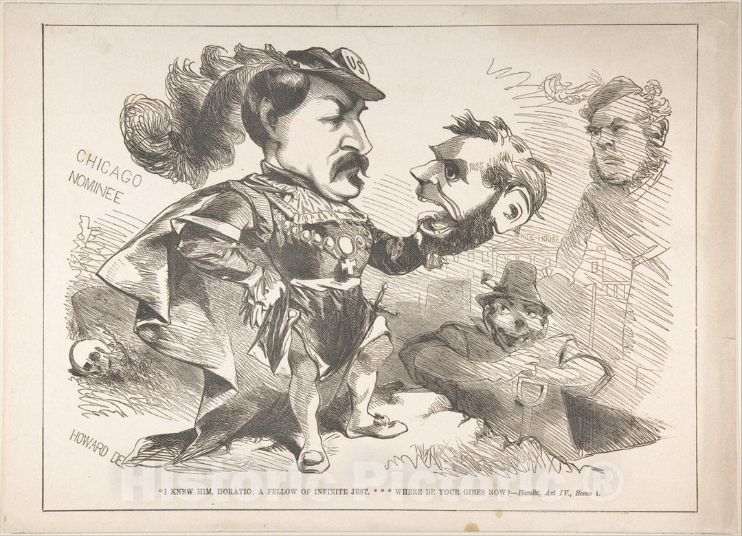 Art Print : Justin H. Howard - Chicago Nominee:I Knew him, Horatio; a Fellow of Infinite jest.Where be Your gibes Now?–Hamlet, Act IV sic, Scene 1" : Vintage Wall Art