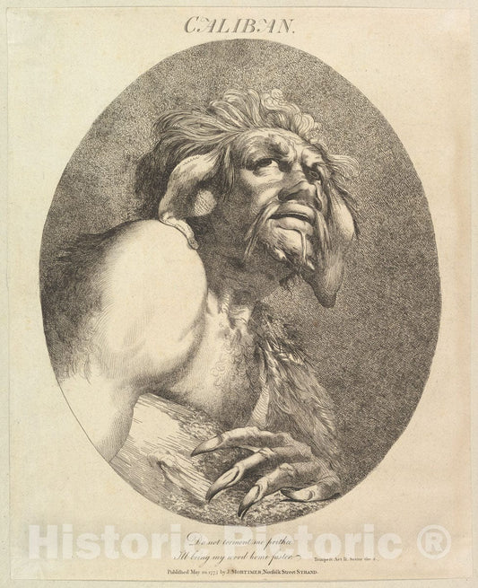 Art Print : Etched and published by John Hamilton Mortimer - Caliban (Twelve Characters from Shakespeare) : Vintage Wall Art