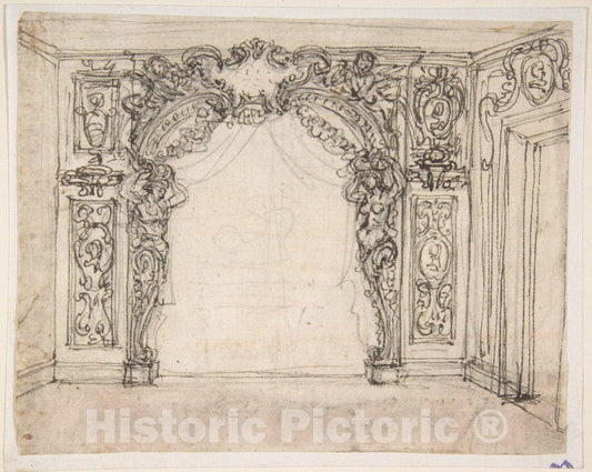 Art Print : Giovanni Battista Foggini - Design for a Proscenium or Alcove : Vintage Wall Art