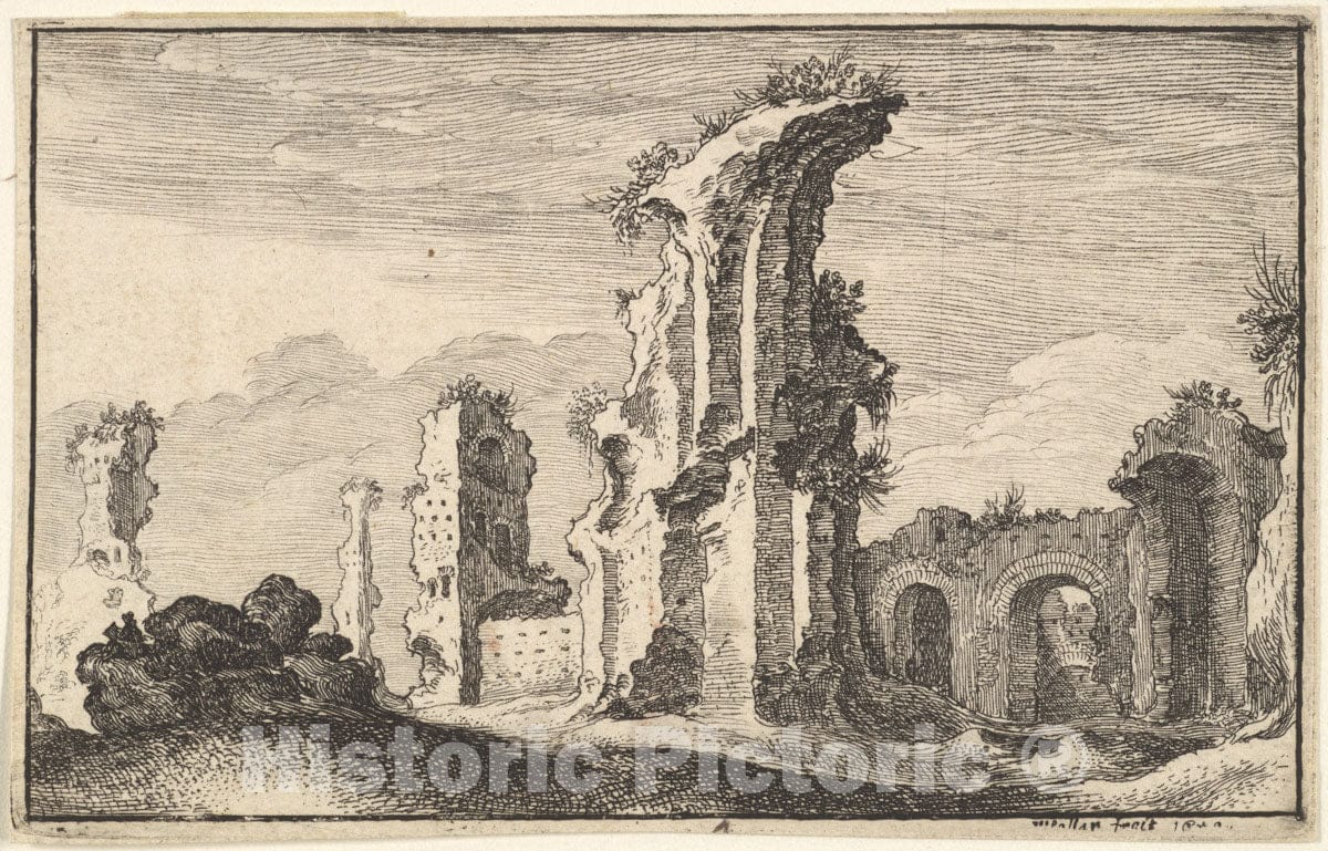 Art Print : Wenceslaus Hollar - Ruins of St Croix de Jerusalem : Vintage Wall Art