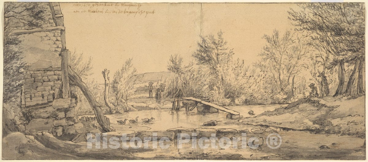 Art Print : Valentijn Klotz - Watermill Near Maastricht : Vintage Wall Art