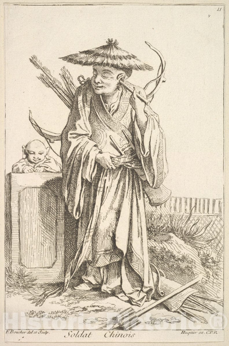 Art Print : François Boucher - Chinese Soldier : Vintage Wall Art