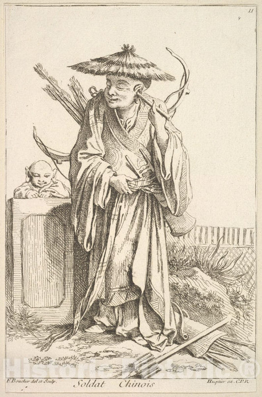 Art Print : François Boucher - Chinese Soldier : Vintage Wall Art