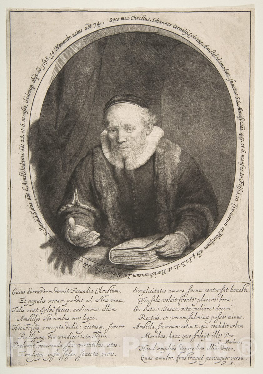 Art Print : Rembrandt (Rembrandt Van Rijn) - Jan Cornelisz. Sylvius, Preacher : Vintage Wall Art