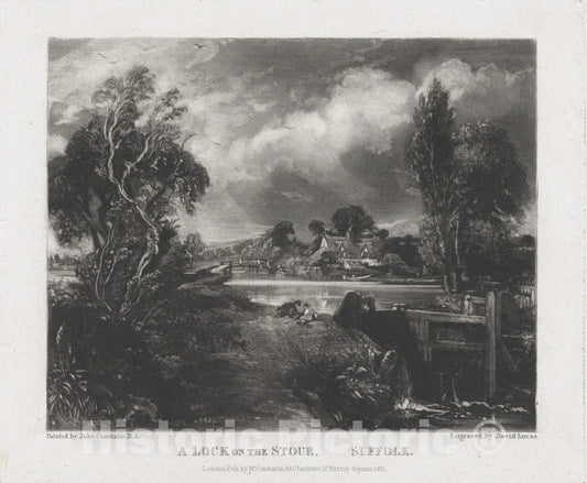 Art Print : David Lucas - A Lock on The Stour - 431588 : Vintage Wall Art